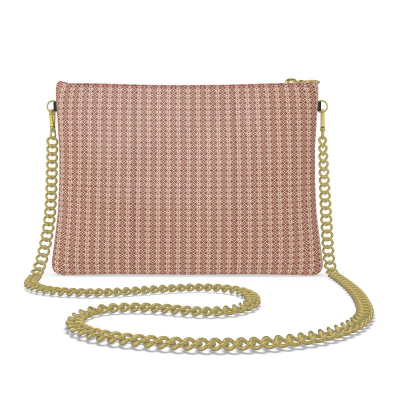 Original print cross body bag with golden chain